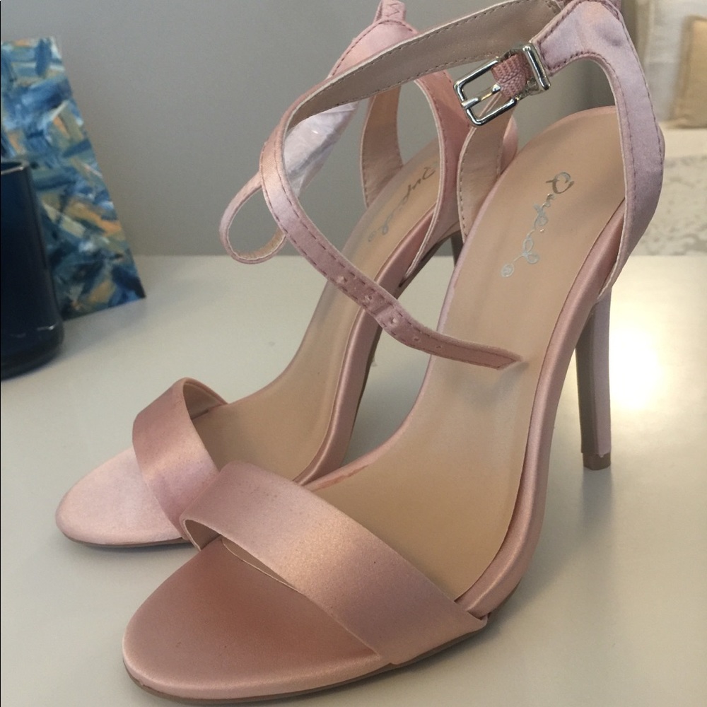 Satin ankle strap heels